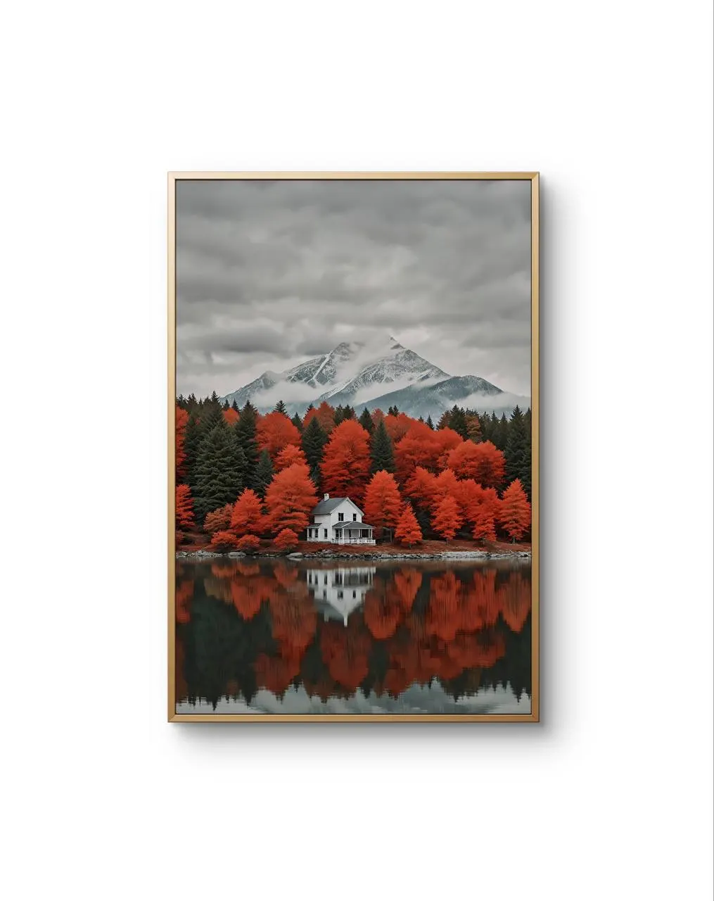 Bellucci - Autumn Reflections by the Lake — Fotografie Kunstdruck von Bellucci