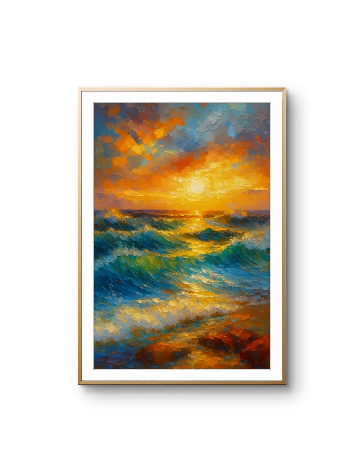Elena Aureli - Sunset Over the Ocean — Mixed Media Fine Kunstdruck von Elena Aureli