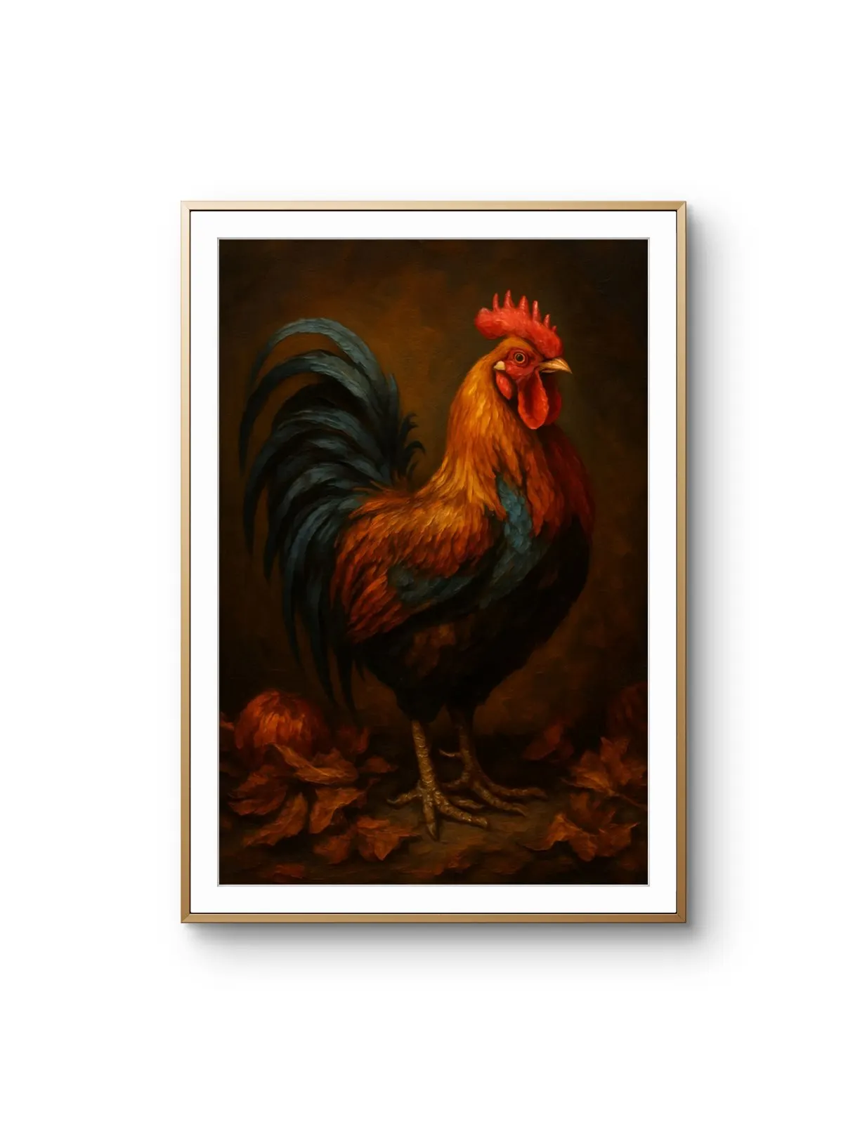 Elena Aureli - The Autumn Rooster — Mixed Media Fine Kunstdruck von Elena Aureli