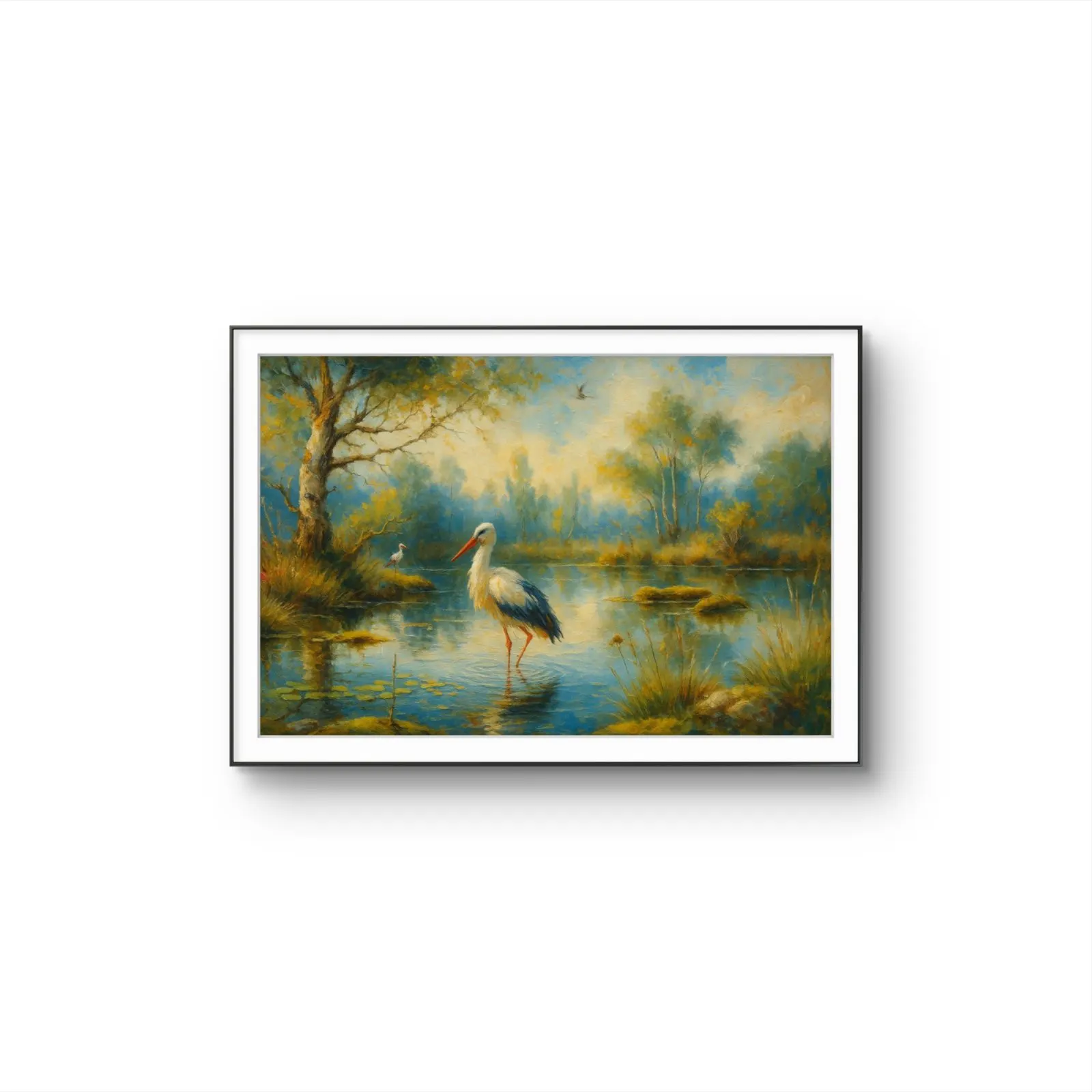 Henri des Bois - Serenity by the Pond — Mixed Media Fine Kunstdruck von Henri des Bois