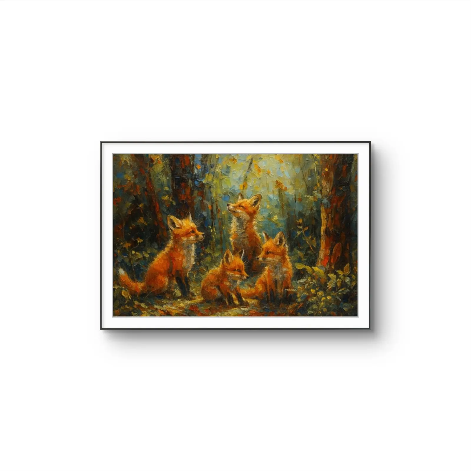Henri des Bois - The Fox Family — Mixed Media Fine Kunstdruck von Henri des Bois