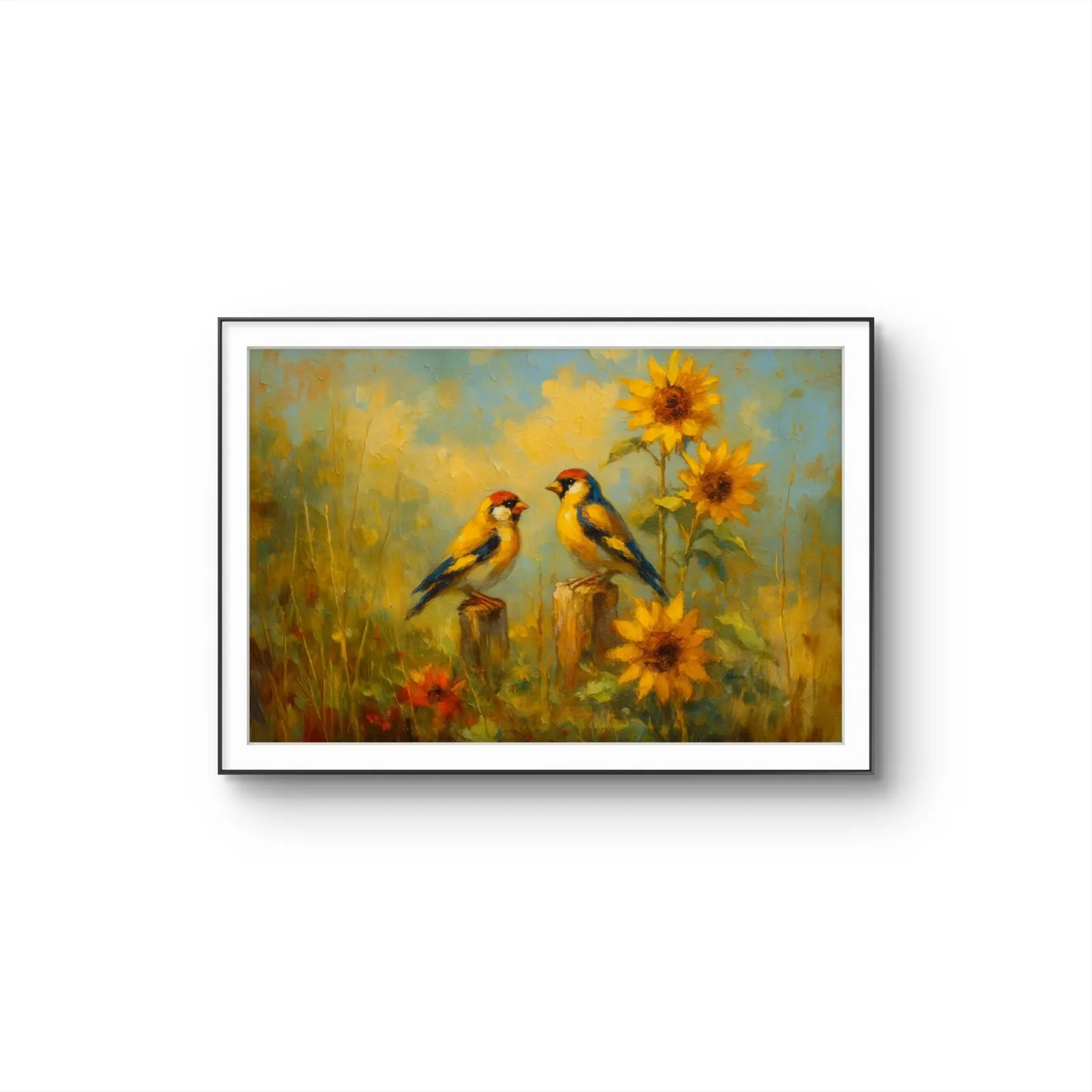 Henri des Bois - Whispers of the Sunflowers — Mixed Media Fine Kunstdruck von Henri des Bois