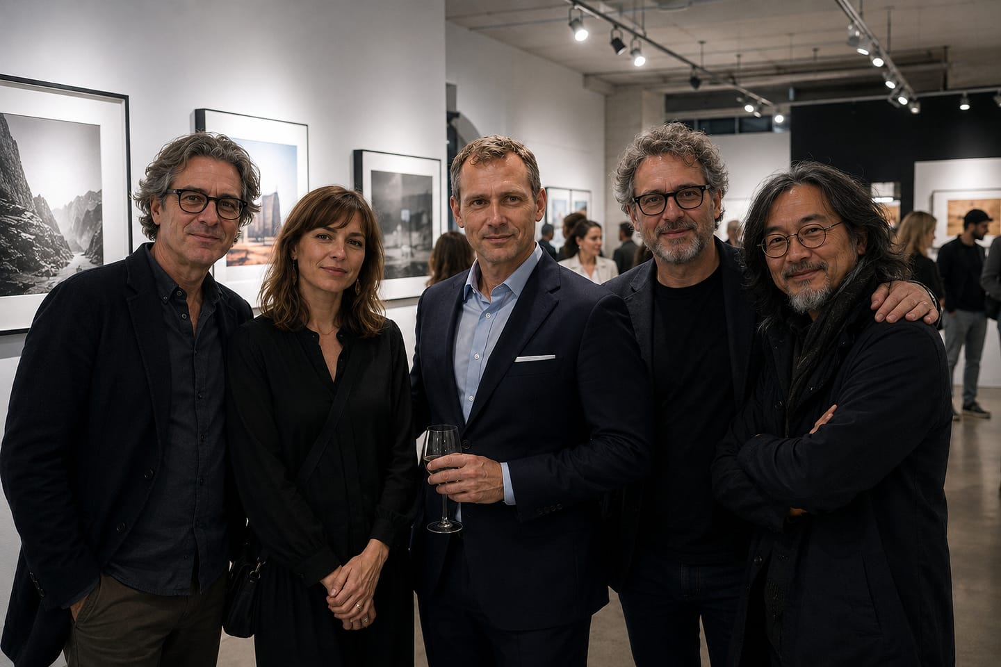 Gäste bei der Eröffnung einer Fotoausstellung.